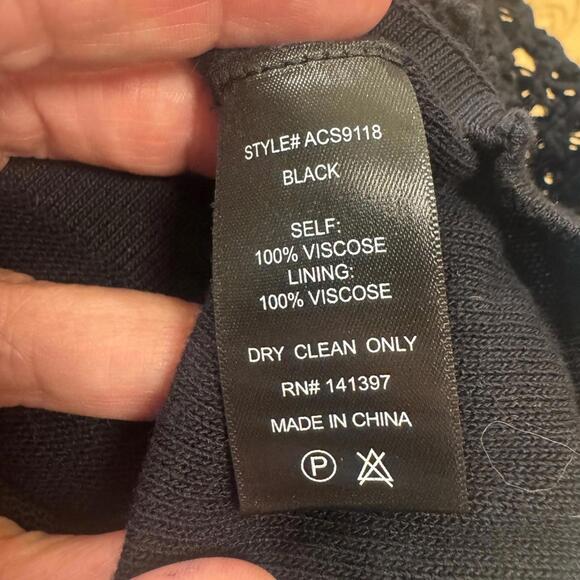 ASTR Small Black Crochet Viscose Full-Length Pencil Skirt – Boho Chic Maxi - Picture 9 of 9